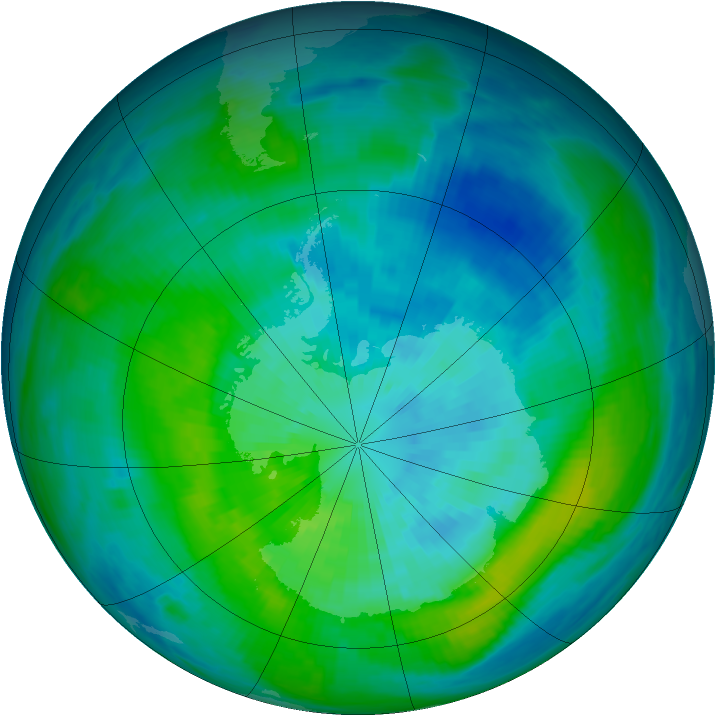 Antarctic ozone map for 22 March 1981